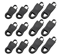 COACOM 12 accesorios de repuesto para tiradores de cremallera, lengüetas de reparación antideslizantes, accesorios de repuesto, cierre de cremallera para mochilas escolares (negro)