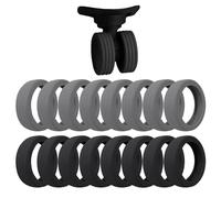 COACOM 16 fundas para ruedas de equipaje, fundas silenciosas para maletas, fundas de silicona para ruedas de maletero (negro, gris), negro, Breite: 15 centímetros, moderno, Black, Breite: 15