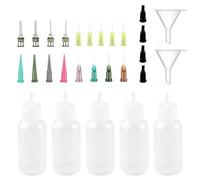 COACOM 16 Puntas De Aguja Y 2 Embudo De 5 Ml, Puntas De Aguja De Plástico, Botella De Encaje, Botella De Pintura, Juego De Herramientas De Frotis.