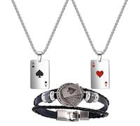 COACOM 2 Cadenas para Hombre Y 1 Pulsera, Estilo Hip-Hop Rock, Forma Punk Gótica, Accesorios A Juego para Ropa De Calle, Diseño De Coles De Amor Y Espadas.