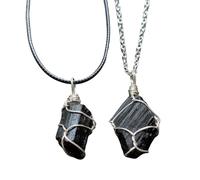 COACOM 2 Coles De Cristal, Cole De Piedra Cruda De Turmalina Negra, Collar De Cristal, Joyería Energética, Cole De Meditación.