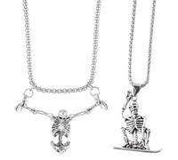COACOM 2 Collares De Calavera Gótica, Estilo Pirata Punk, Diseño De Aleación De Plata, Decoración Estilo Rock, Accesorios De Fiesta Personalizados.