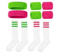 COACOM 2 Conjuntos De Accesorios Deportivos, Calcetines A Rayas Guardias De Muñeca De Banda para La Cabeza, Y Decoración Que Absorbe El Sudor para Los Deportes De Baloncesto Y Fútbol.