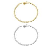 COACOM 2 De Las Mujeres Ronda De Pulseras De Perlas, Pulseras De Plata De Ley 925 De Moda, Todos-Partido De La Joyería, Cumpleaños (Oro, Plata).