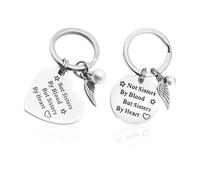 COACOM 2 llaveros de la amistad, llaveros de bestia, llaveros de perlas, llaveros redondos, mejores amigos, plata, 25mm