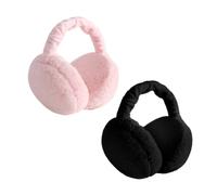 COACOM 2 orejeras para mujer, color negro y rosa, ajustables, plegables, para otoño e invierno, orejeras de peluche, accesorios para mujer, unisex, adecuadas para Acción de Gracias, Halloween, Negro Y