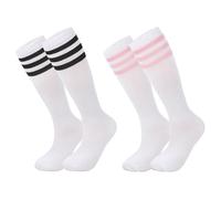 COACOM 2 Pares De Calcetines A Rayas, Clásico Y De Moda, Tubo Largo Simple Para Mujeres, Calcetines Deportivos De Ropa Suaves, Cómodos Y Transpirables.