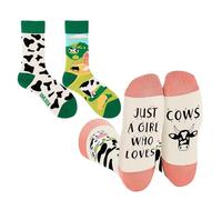 COACOM 2 Pares De Calcetines, Calcetines De Tubo Con Patrón De Vaca, Amigables Con La Piel, Transpirables Y Cómodos De Usar A Diario Con Accesorios.