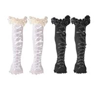 COACOM 2 Pares De Guantes De Arco, Guantes Elees Y Simples, Accesorios De Ropa, Guantes Largos De Mujeres, Accesorios De Juego De Roles (Negro, Blanco).