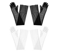 COACOM 2 Pares de Guantes de Malla Vintage para Mujer - Transparentes, Sexy, de Ópera - Accesorios para Graduación, Boda, Baile, Cosplay - Negro y