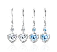 COACOM 2 Pares De Pendientes En Forma De Corazón, Aretes De Diamantes De Imitación, Pendientes Elees, Aretes Románticos En Forma De Corazón, Aretes Simples, Aretes De Mujeres.