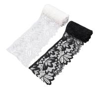 COACOM 2 Piezas De Encaje Elástico En 5 Tamaños, 10 Cm De Ancho, Suave Y Ceñido, Adecuado para Coser Y Decorar Bodas De Ropa Y Ropa Interior (Negro, Blanco).