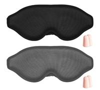 COACOM 2 Piezas De Máscaras Oculares Ultrafinas para Dormir Y 2 Pares De Tapones para Los Oídos, Ajuste Liviano Y Transpirable, Sombreado Orbital Profundo De 10 Mm, Descansar Y Viajar.