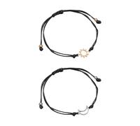 COACOM 2 pulseras de la amistad con tarjetas, pulseras de sol y luna, pulseras de compromiso, accesorios de mano, cuerda trenzada ajustable, creatividad personalizada, 12 centimeters, Zinc