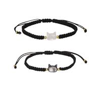 COACOM 2 Pulseras Trenzadas De Gato con Nudos Ajustables, Ajuste Estable Y Forma Simple Y Versátil, Adecuadas para La Compilación Diaria Y Regalos para Expresar Su Corazón.