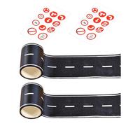 COACOM 2 rollos cinta tráfico, 2 pegatinas señales, papel modelo carretera, banda coche juguete