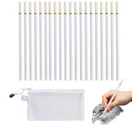 COACOM 20 Bolígrafos De Carbón Blanco, Bolsa De Almacenamiento De 1 Pieza, Herramienta De Boceto Multifuncional Estudiantil, Lápiz De Boceto De Pintura Estética De Bricolaje, Regalo De Artista.