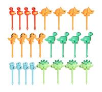 COACOM 24 Piezas Señales De Fruta De Dinosaurio, Lindos Animales De Dibujos Animados, Horquillas para Niños Creativos, Decoración De Caja De Bento Reutilizable, Divertida.
