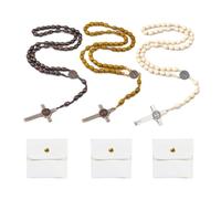 COACOM 3 Collares, 3 Bolsas De Regalo, Coles Cruzados, Bolsas De Almacenamiento De Joyas De Cuero, Accesorios Navideños, Regalos para Personas Mayores, Coles para Automóviles.