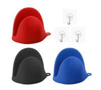 COACOM 3 Piezas De Mini Guantes De Cocina Y 3 Piezas Gancho, Guantes De Aislamiento De Silicona, Guantes De Horno, Accesorios para Hornear.