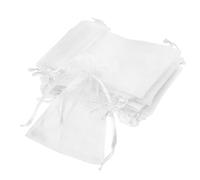 COACOM 30 bolsas de malla con cordón para joyas, bolsas de regalo con cordón, bolsas con cordón para golosinas, bolsas de malla con cordón para regalos de boda, bolsas blancas con cordón, 13 x 18 cm.