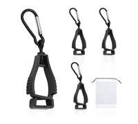 COACOM 4 clips para guantes, 1 bolsa de almacenamiento, soporte de guante de hebilla, clip de plástico negro, clip de guante antipérdida, adecuado para trabajos en el sitio de jardinería