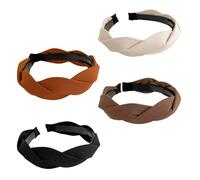 COACOM 4 diademas de terciopelo anchas, diademas trenzadas para niñas, gomas para el pelo para mujer, diademas de tela, diademas trenzadas anchas