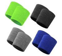 COACOM 4 Guardias De Muñecas Deportivas Dobles, Clásico Y De Moda, Color Sólido Simple, Toalla De Muñeca Que Absorbe El Agua, Cómodas Y Transpirables, Guardias Universales para Hombres Y Mujeres.