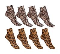 COACOM 4 Pares De Calcetines De Leopardo Para Mujer De Moda, Calcetines Estampados De Verano Transpirables, Suaves Y Cómodos, Prendas A Juego.