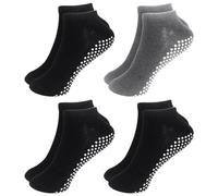 COACOM 4 Pares de Calcetines Punteados en el Centro de la Pantorrilla, de Yoga y Suelo Con Agarre Antideslizante, Adecuados para Ballet, Pilates y Familia