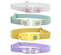 COACOM 4 Piezas Cinturones Elásticos Para Niños, Divertidos Dibujos Animados, Sin Hebilla, Ajustable, Invisible