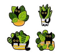 COACOM 4 Piezas De Gato Negro con Broche De Hierbas, Broche De Dibujos Animados Dulces, Broche para Niños Divertidos, Accesorios para Envases Posteriores, Accesorios De Ropa.