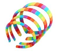 COACOM 4 Piezas Rainbow Plush Dadandas, Accesorios Creativos para El Cabello De Moda, Diademas Coloridas De Lavado De La Cara De Las Mujeres, Decoración De Peinado Reutilizable Y Conveniente.