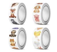 COACOM 4 Rollos De Pegatinas De Animales, Lindos Animales De Dibujos Animados, Pegatinas Motivacionales De Niños Divertidos, Pegatinas De Álbumes De Recortes De Cuaderno De Bricolaje.