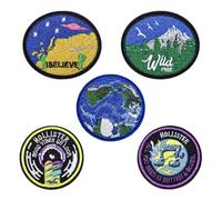 COACOM 5 Piezas De Parches Redondos De Plancha, Parches De Tela De Bordado Creativos Y Personalizados, Parches De Insignias De Moda, Decoración De Embalaje De Ropa De Costura De Bricolaje.