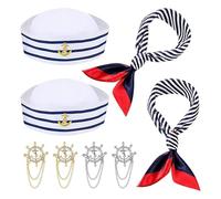 COACOM 6 Piezas De Accesorios con Temática Marinera, Combinación De Gorro Y Bufanda De Marinero, Decoración De Broche De Barco, Accesorios De Decoración De Estilo Marino.