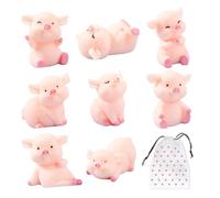 COACOM 8 adornos de cerdo pequeño con 1 bolsa de almacenamiento, decoración de coche, decoración de escritorio, cerdo de la suerte, regalo de cerdo de la suerte (rosa)