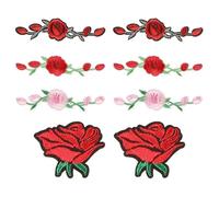 COACOM 8 Piezas De Parche De Planchado De Rosa, Parche De Tela De Bordado Floral, Personalidad Creativa, Parche De Moda, Decoración De Tela De Bricolaje.