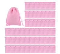 COACOM Bolsa de terciopelo de 50 piezas para joyas, collar, pulsera y bolsa de regalo con cordón, bolsa de terciopelo suave para envolver y guardar (rosa)