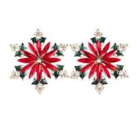 COACOM Broches De Copo De Nieve Rojo De 2 Piezas, Broches Navideños con Diamantes De Imitación, Exquisitos Y Elees, Accesorios De Vestir.