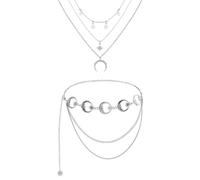 COACOM Cadena De Cintura Xingyue Hueca De 1 Pieza, Collar Xingyue De 1 Pieza, Cadena De Cintura Ajustable para Vestidos, Cadena De Clavícula Retro, Joyería De Estilo Bohemio.