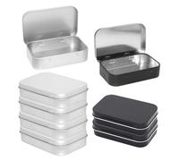 COACOM Caja de almacenamiento rectangular de hierro integrada de 6 piezas, caja de almacenamiento de metal vacía para guardar caramelos, llaves, té, dinero en efectivo, señuelos de pesca, etc. (plata,