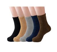 COACOM - Calcetines de cama mullidos para hombre, 5 pares de calcetines para hombre, calcetines de dormir de invierno gruesos de terciopelo, adecuado para Halloween y cumpleaños de un amigo