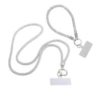 COACOM Collar De Teléfono con Purpurina Plateada De 2 Piezas, Lentejuelas Brillantes, Combinación Larga Y Corta, Cordón Anticaída Manual, Decoración De Productos Digitales Portátiles.