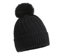 COACOM Gorro Cálido de Punto Grueso para Mujer - A Prueba de Viento para Invierno, Clásico de Lana, para Esquí al Aire Libre (Negro)
