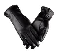 COACOM Guantes de piel negra para mujer, cálidos, táctiles, para conducción, ciclismo, paseo, compras, talla única
