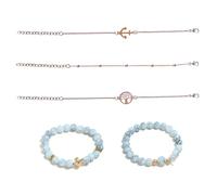 COACOM Juego de pulseras ajustables para niñas, 5 piezas, diseño de ancla de árbol de tortuga turquesa y oro, accesorios para mujer, [Adjustable], Metal