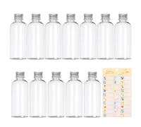 COACOM Paquete de 12 Botellas de Vino (60 ml) Con Pegatinas de Flamenco, Tapa de Jengibre, Plástico, Mini Botellas Para Alcohol, Zumo, Leche y Batidos