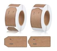 COACOM Pegatinas De Etiquetas De Papel Kraft De 600 Piezas, Pegatinas De Embalaje De Regalo, Pegatinas Autoadhesivas, Adecuadas para Fiestas De Cumpleaños Y Bodas.