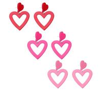 COACOM Tres Pares de Pendientes de Amor: Acrílicos, Colgantes en Forma de Corazón, Perfectos para San Valentín y Día de la Madre